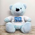 90th Birthday Personalised Bear with T-Shirt - Light Blue 40cm