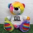 50th Birthday Personalised Bear with T-Shirt - Rainbow  40cm