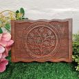 Valentines Day Carved Flower of Life Wood Trinket Box