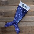 Mermaid Tail Sequin Christmas Stocking - Blue