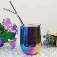40th Birthday Rainbow Tumbler Stemless Wine Glass