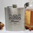 50th Birthday Engraved Personalised Silver Hip Flask (F)