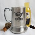 60th Birthday Engraved Personalised Stainless Beer Stein Glass (M)