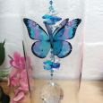 Baptism Glass Candle Holder Blue Butterfly