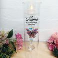 Memorial Glass Candle Holder Rainbow Butterfly