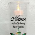 Personalised Glass Candle Holder Green Butterfly