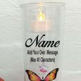 1st Communion Glass Candle Holder Pink Butterfly