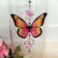1st Communion Glass Candle Holder Pink Butterfly