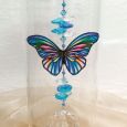 Naming Day Glass Candle Holder Blue Stripe Butterfly