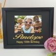 100th Birthday Personalised Photo Frame 4x6 Glitter - Black