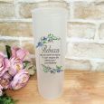 Personalised Frosted Glass Vase - Blue Camellia