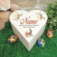 Wooden Easter Heart Box - Vintage Rabbit