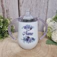 Personalised Sippy Mug Cup 300ml - Navy Blossom