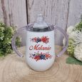 Personalised Sippy Mug Cup 300ml - Red Blossom
