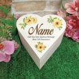 Personalised Wooden Heart Gift Box -Sunflower