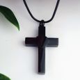 Black Cross Memorial Urn Cremation Ash Necklace in Personalised Box