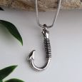 Fishing Hook Cremation Ash Urn Necklace in Personalised Box