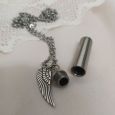 Angel Wing Charm Memorial Urn Necklace in Personalised Box