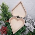 Wooden Christmas Heart Box Pine Cones