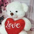 Gradma Teddy Bear With Red Heart White 30cm