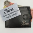 Personalised Black Mens Black Leather Wallet RFID