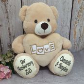 Anniversary Bear With Cream Heart Cream 30cm