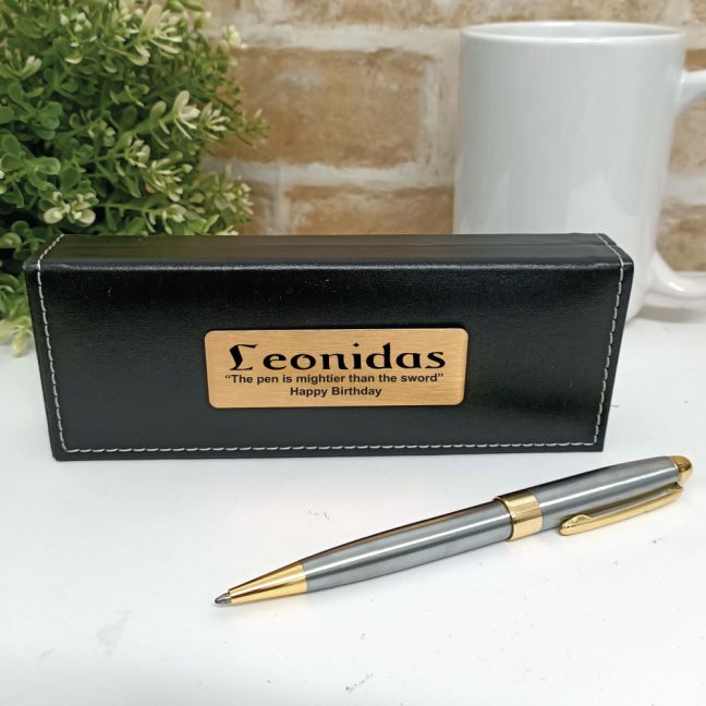 Birthday Satin & Gold Twist Pen Personalised Box