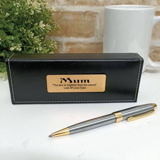 Mum Satin & Gold Twist Pen Personalised Box