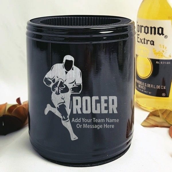 Football Coach Engraved Black Stubby Can  Cooler Personalised