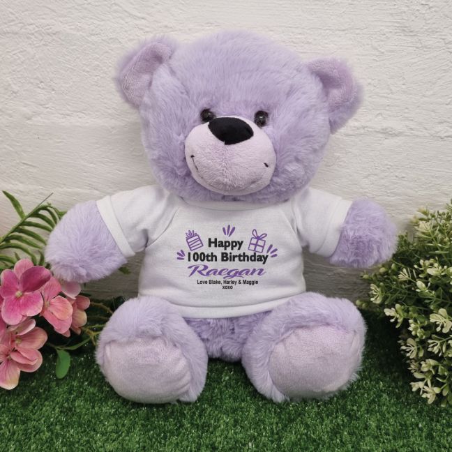 100th Birthday party Bear Lavender Plush 30cm