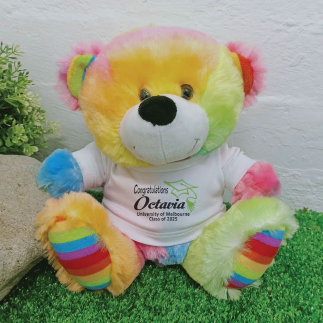 Graduation  Personalised Teddy Bear Rainbow Plush