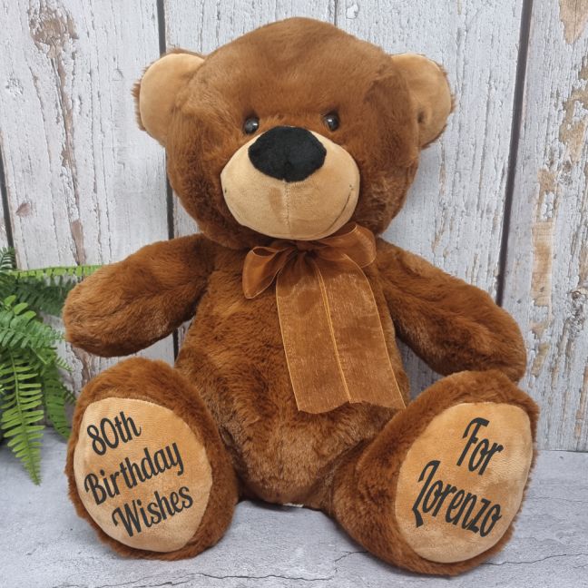 Personalised 80th Birthday Teddy Bear 40cm Plush Brown