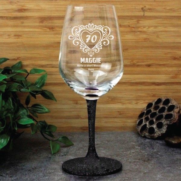 70th Birthday Personalised Wine Glass 450ml (F)