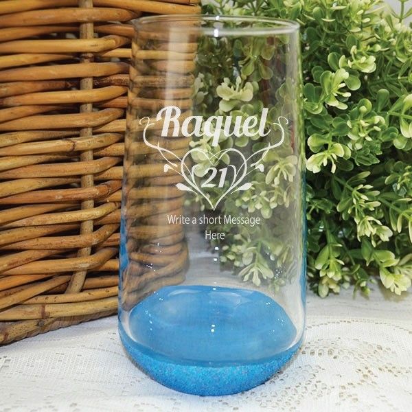 21st Birthday Engraved Personalised Glass Tumbler (F)