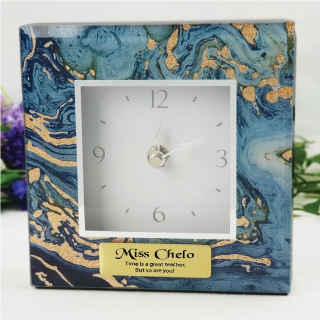 Teacher Glass Desk Clock - Fortune of Blue