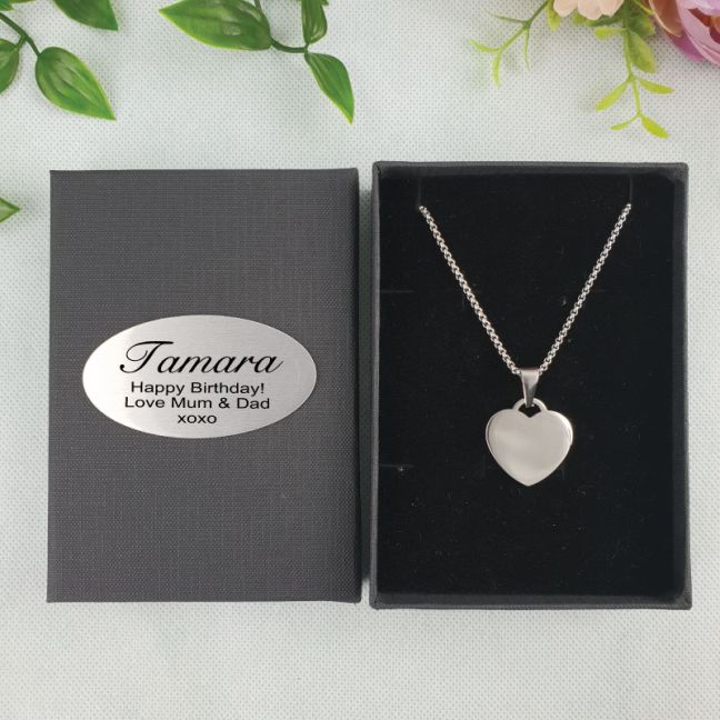 Heart Pendant Birthday Necklace in Personalised Box