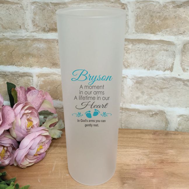 Baby Memorial Frosted Glass Vase