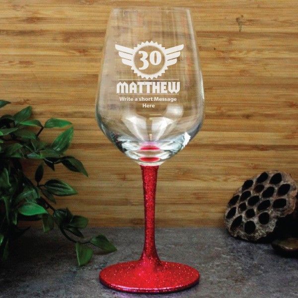 30th Birthday Engraved Personalised Wine Glass 450ml (M)