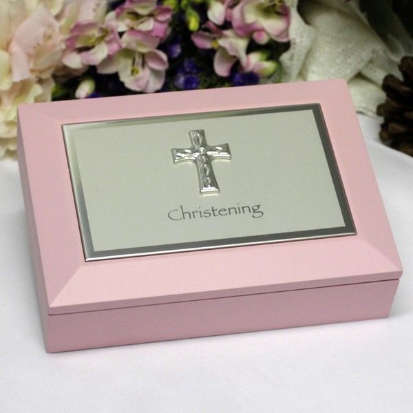 Christening Keepsake Memory  Box - Pink