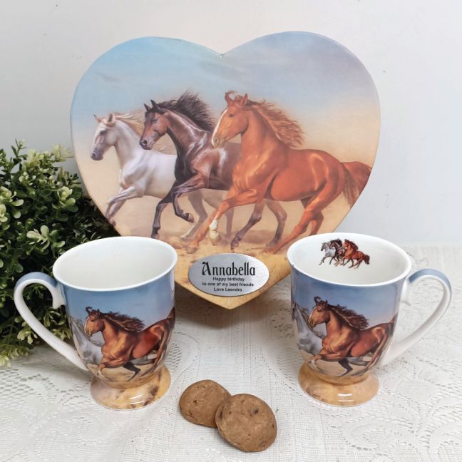 Birthday Mug Set in Personalised Heart Box - Horse