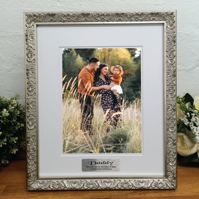Dad Photo Frame 6x8 Ornate Silver Louvre