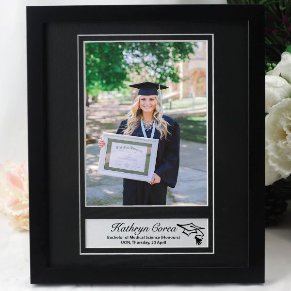 Graduation Personalised Photo Frame 6x8 Black/Silver
