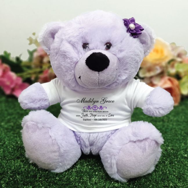 Baptism Lavender Teddy Bear with Verse