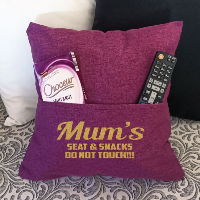 Mum Personalised Pocket Reading Pillow Cover Plum