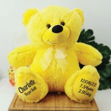 Baby Birth Details Teddy Bear 40cm Plush Yellow