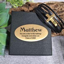 Gold Cross Stacked Bracelet In Graduation Box