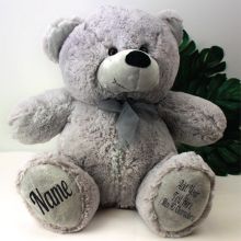 Personalised 40cm Teddy Bear Plush Grey With Zip