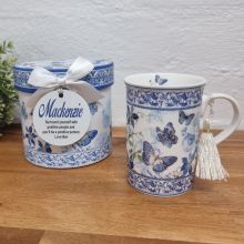 Blue Butterfly Mug with Personalised Gift Box