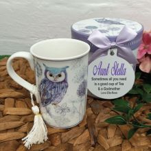 Godmother Mug with Personalised Gift Box - Violet Owl