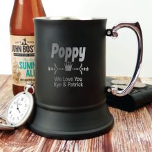 Pop Engraved Stainless Steel Black Beer Stein Mug
